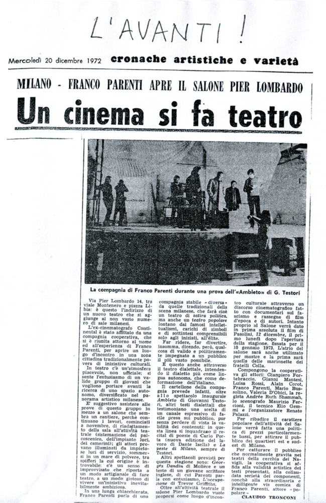 L'avanti, 20 dicembre 1972